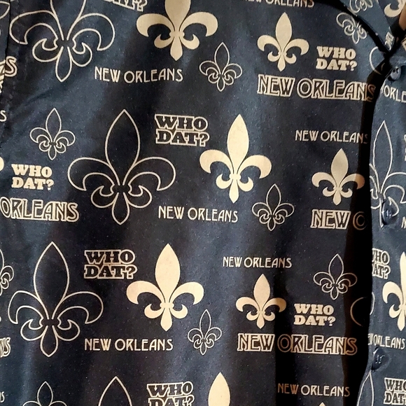 NEW ORLEANS SAINTS "WHO DAT" NFL SHORT SLEEVE BUTTON UP SHIRT. MENS Sz:XXL - Picture 3 of 9
